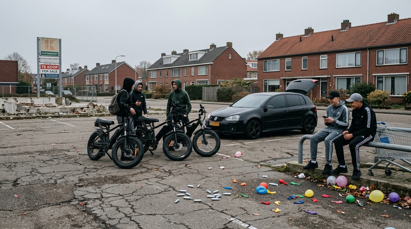 Fatbikes, lachgas en Golf GTI op AH terrein Dierdonk